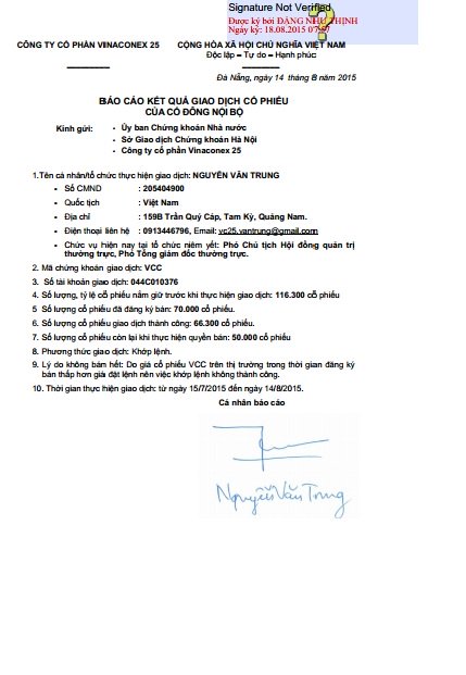 KẾT QUẢ GIAO DỊCH CỔ PHIẾU CỔ ĐÔNG NỘI BỘ